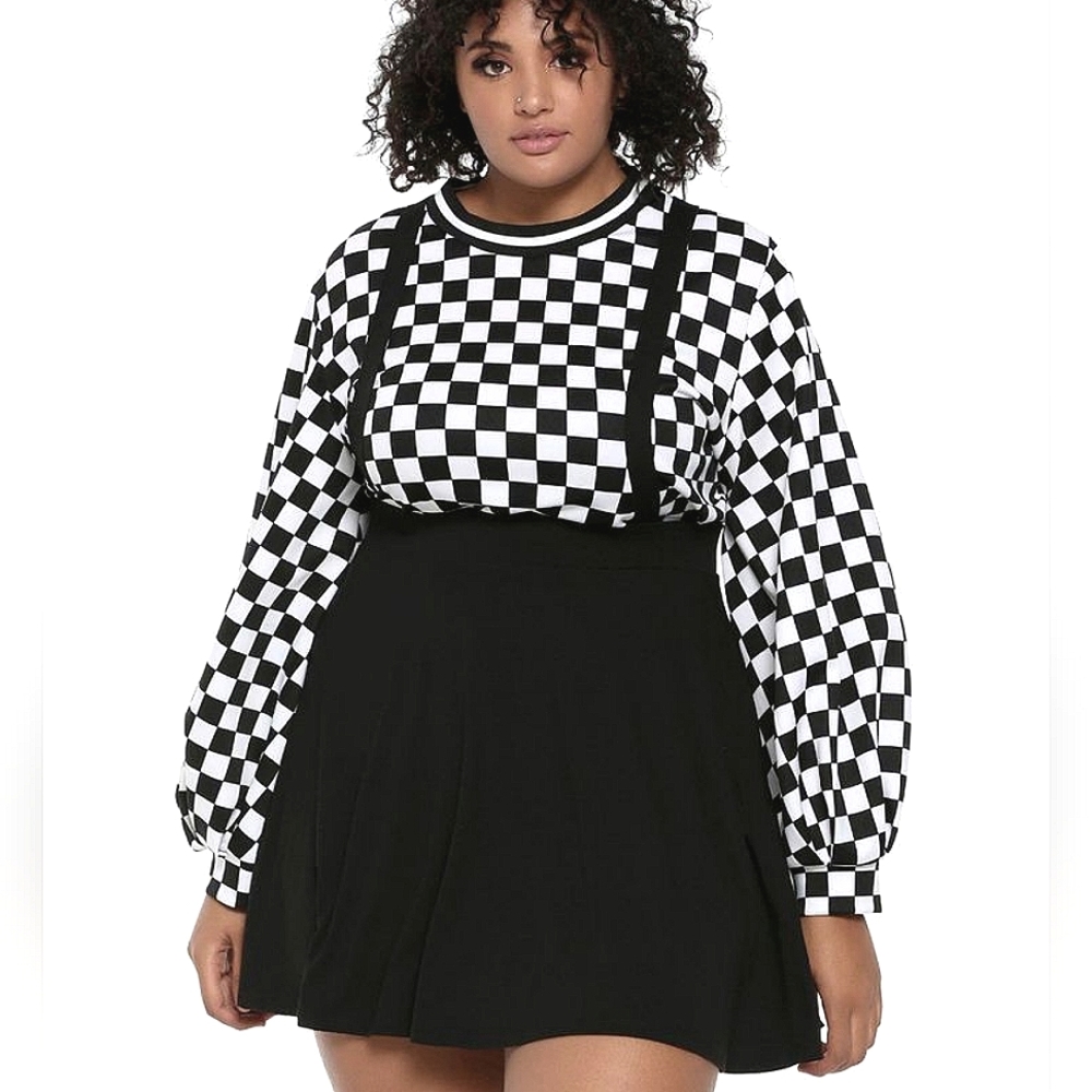 Hot Topic Black Suspender Skater Skirt with pockets Plus 3X